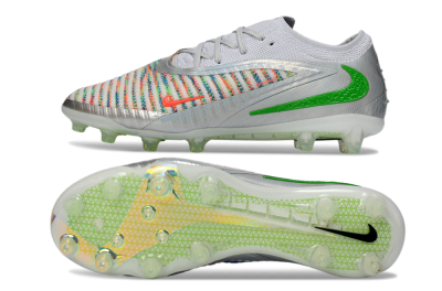 Men's Nike Phantom 6 Low Elite AG Artificial Grass Low-Tops Football Boots - Silver/Neon Green/Coral Pink
