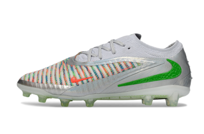 Men's Nike Phantom 6 Low Elite AG Artificial Grass Low-Tops Football Boots - Silver/Neon Green/Coral Pink