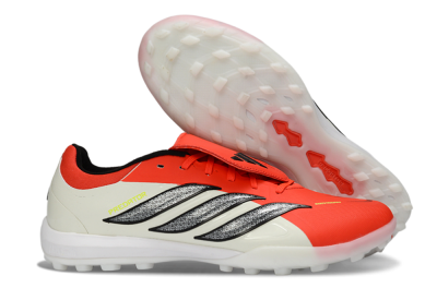 Men's Adidas Predator Elite Fold-Over Tongue TF Artificial Turf Low-Tops Football Shoes - Red/Bright Red/Black