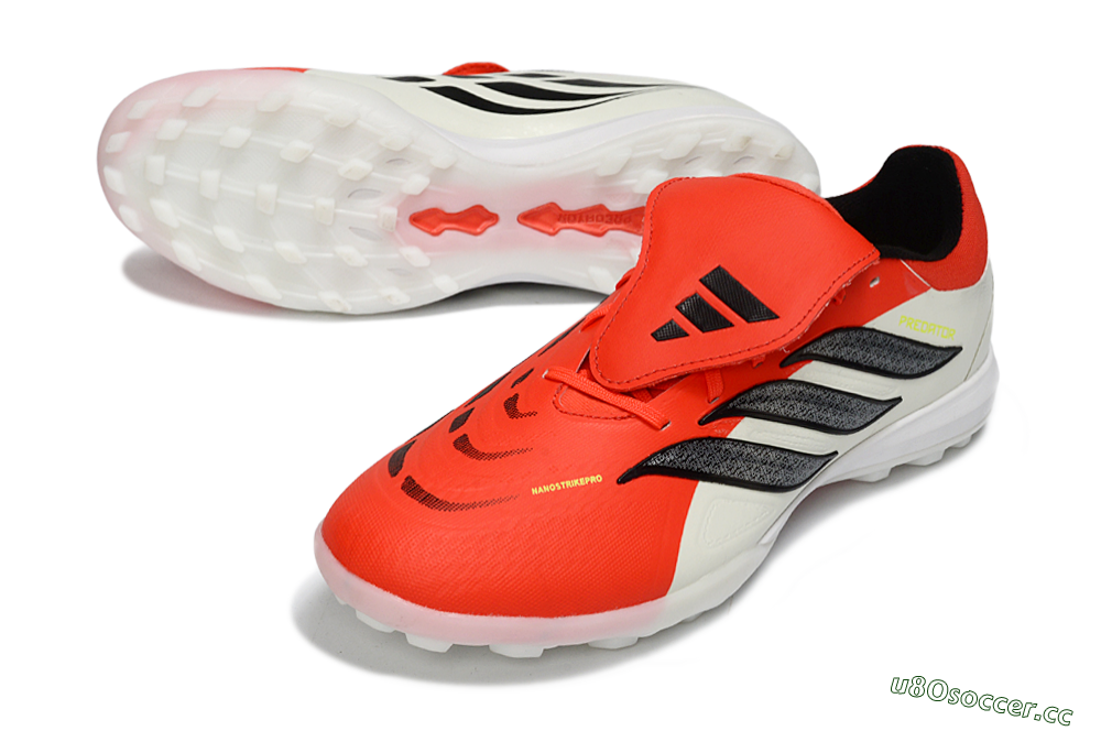Men's Adidas Predator Elite Fold-Over Tongue TF Artificial Turf Low-Tops Football Shoes - Red/Bright Red/Black 3