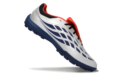 Men's Adidas Predator Elite Fold-Over Tongue TF Artificial Turf Low-Tops Football Shoes - White/Navy Blue/Neon Orange