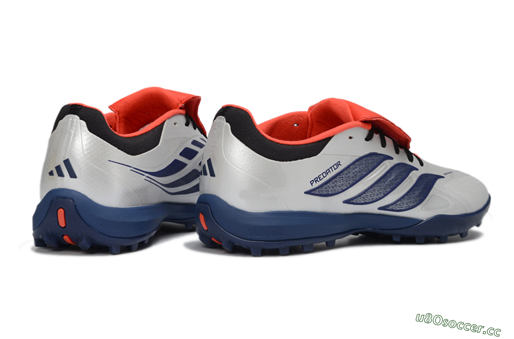 Men's Adidas Predator Elite Fold-Over Tongue TF Artificial Turf Low-Tops Football Shoes - White/Navy Blue/Neon Orange 6