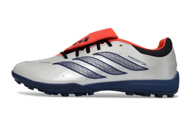 Men's Adidas Predator Elite Fold-Over Tongue TF Artificial Turf Low-Tops Football Shoes - White/Navy Blue/Neon Orange