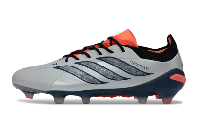 Men's Adidas Predator 26 Elite FG Firm Ground Low-Tops Football Boots - Grey/Navy Blue/Fiery Red