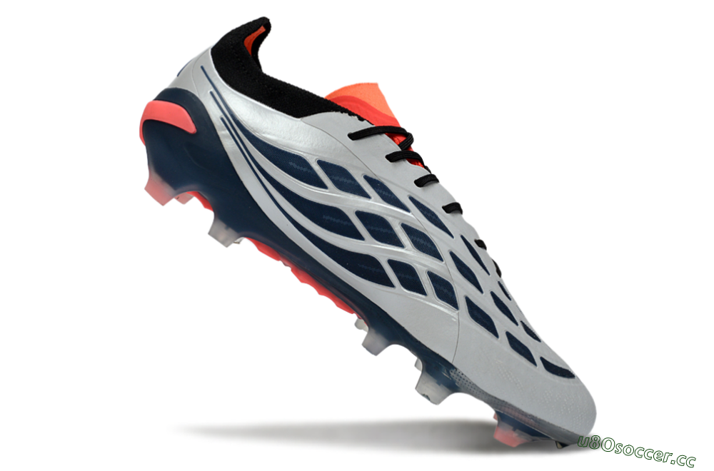 Men's Adidas Predator 26 Elite FG Firm Ground Low-Tops Football Boots - Grey/Navy Blue/Fiery Red 4