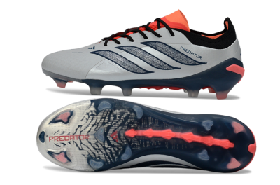 Men's Adidas Predator 26 Elite FG Firm Ground Low-Tops Football Boots - Grey/Navy Blue/Fiery Red
