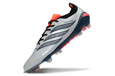 Men's Adidas Predator 26 Elite FG Firm Ground Low-Tops Football Boots - Grey/Navy Blue/Fiery Red