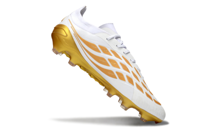 Men's Adidas Predator 26 Elite FG Firm Ground Low-Tops Football Boots - White/Golden Burst/Sleek Black