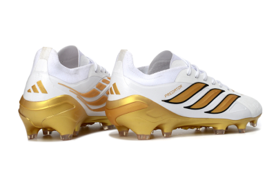 Men's Adidas Predator 26 Elite FG Firm Ground Low-Tops Football Boots - White/Golden Burst/Sleek Black