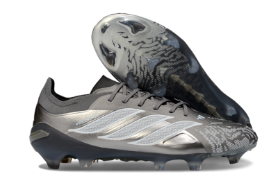 Men's Adidas Predator 26 Elite FG Firm Ground Low-Tops Football Boots - Gray/Graphite Silver/Charcoal
