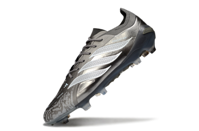Men's Adidas Predator 26 Elite FG Firm Ground Low-Tops Football Boots - Gray/Graphite Silver/Charcoal