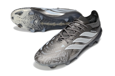 Men's Adidas Predator 26 Elite FG Firm Ground Low-Tops Football Boots - Gray/Graphite Silver/Charcoal
