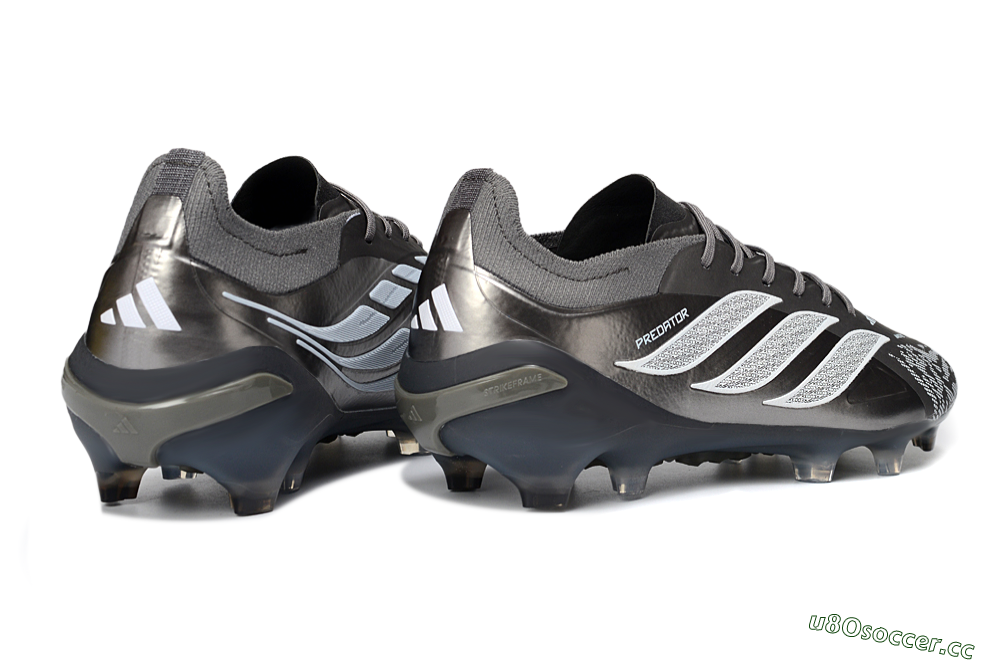 Men's Adidas Predator 26 Elite FG Firm Ground Low-Tops Football Boots - Gray/Graphite Silver/Charcoal 6