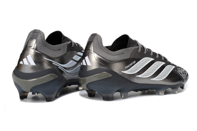 Men's Adidas Predator 26 Elite FG Firm Ground Low-Tops Football Boots - Gray/Graphite Silver/Charcoal