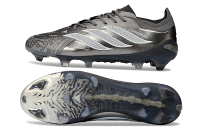 Men's Adidas Predator 26 Elite FG Firm Ground Low-Tops Football Boots - Gray/Graphite Silver/Charcoal