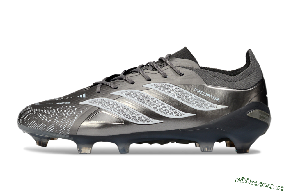 Men's Adidas Predator 26 Elite FG Firm Ground Low-Tops Football Boots - Gray/Graphite Silver/Charcoal 0