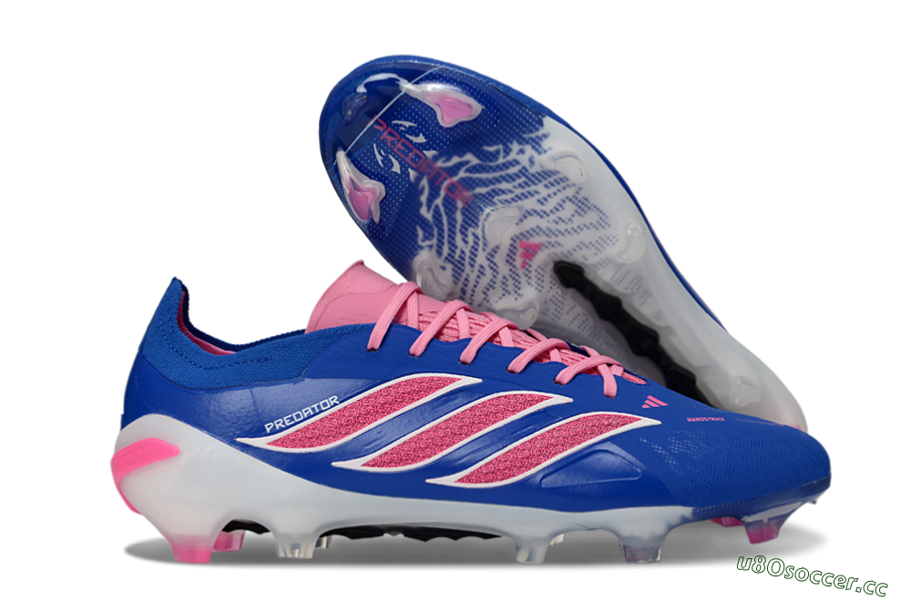 Men's Adidas Predator 26 Elite FG Firm Ground Low-Tops Football Boots - Blue/Electric Pink/White 2