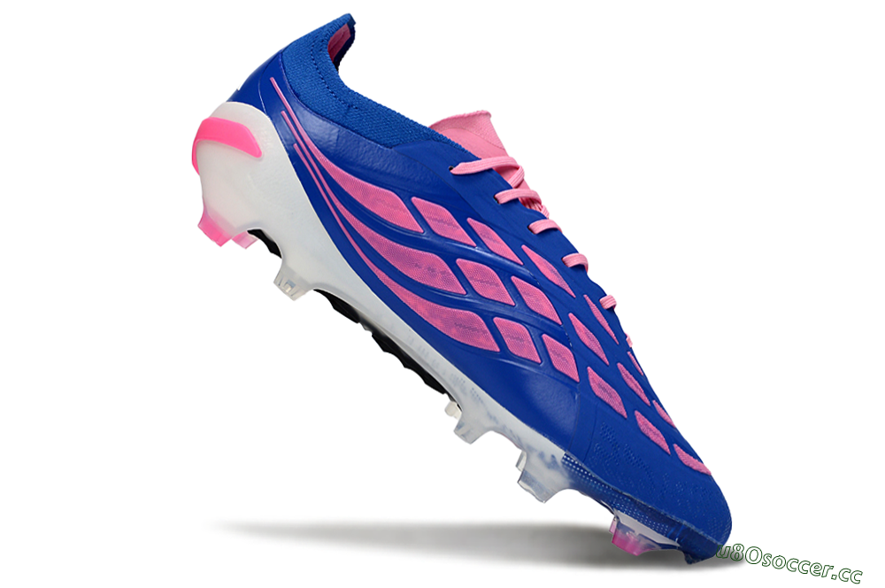 Men's Adidas Predator 26 Elite FG Firm Ground Low-Tops Football Boots - Blue/Electric Pink/White 4