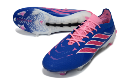 Men's Adidas Predator 26 Elite FG Firm Ground Low-Tops Football Boots - Blue/Electric Pink/White