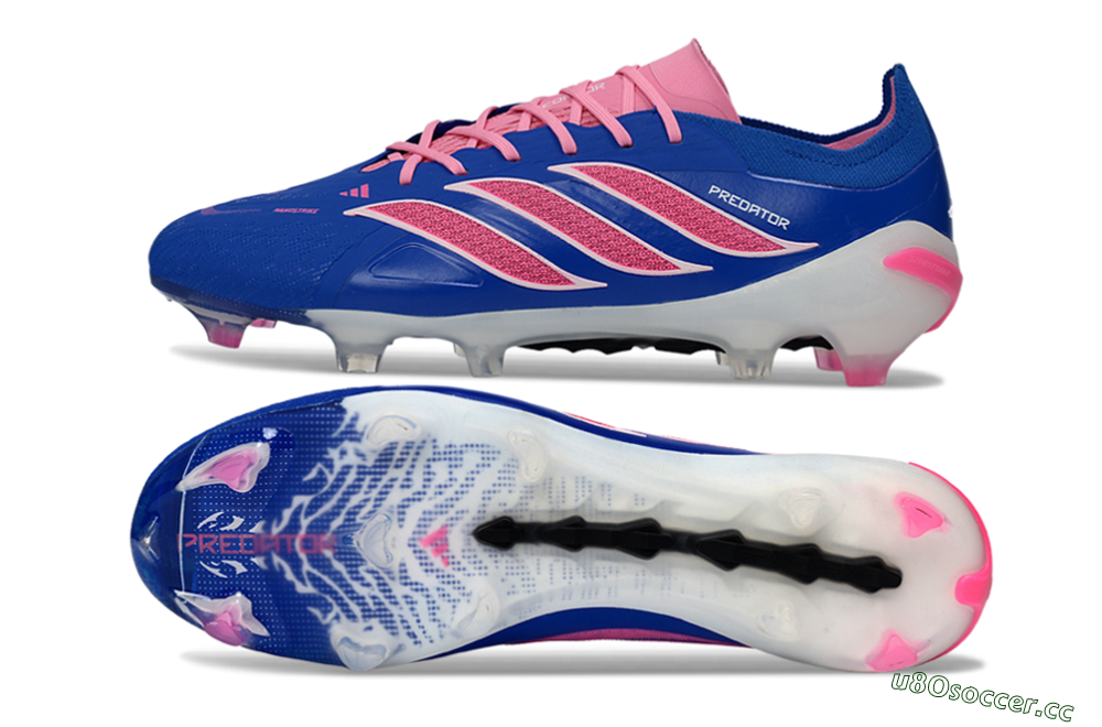 Men's Adidas Predator 26 Elite FG Firm Ground Low-Tops Football Boots - Blue/Electric Pink/White 1