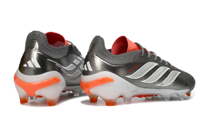 Men's Adidas Predator 26 Elite FG Firm Ground Low-Tops Football Boots - Gray/Vibrant Red/Metallic Silver