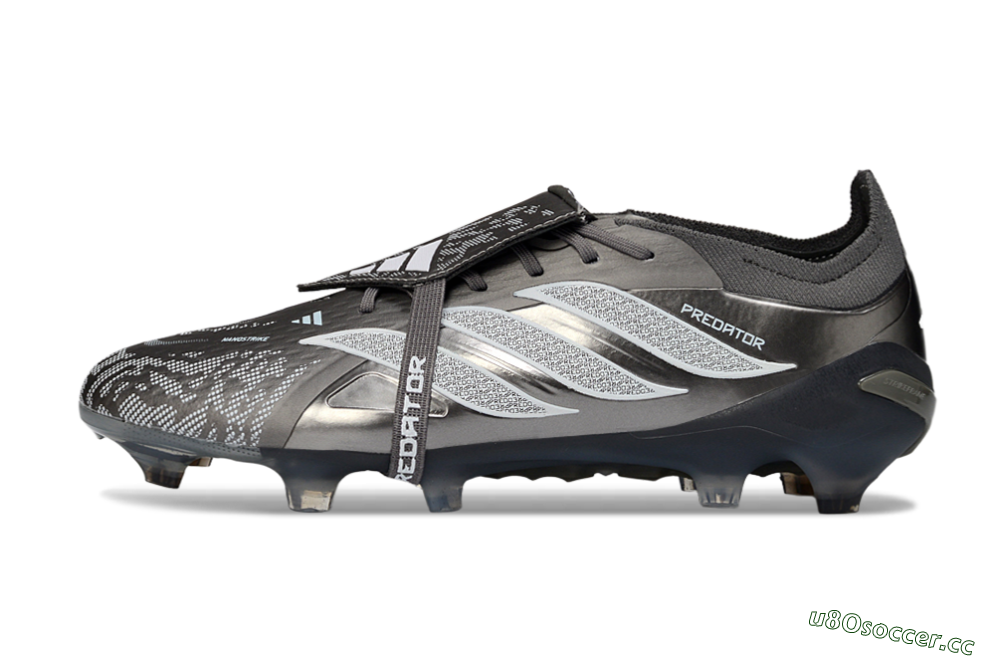 Men's Adidas Predator 26 Elite Fold-Over Tongue FG Firm Ground Low-Tops Football Boots - Black/Steel Grey/White 0