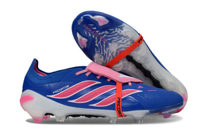Men's Adidas Predator 26 Elite Fold-Over Tongue FG Firm Ground Low-Tops Football Boots - Blue/Neon Pink/White