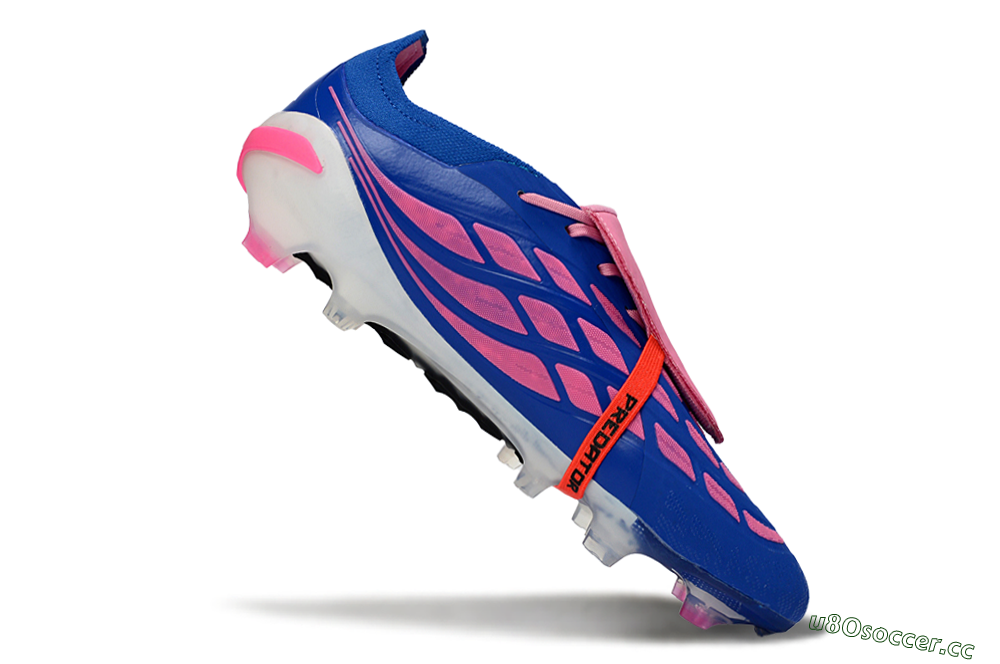 Men's Adidas Predator 26 Elite Fold-Over Tongue FG Firm Ground Low-Tops Football Boots - Blue/Neon Pink/White 4