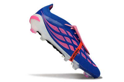 Men's Adidas Predator 26 Elite Fold-Over Tongue FG Firm Ground Low-Tops Football Boots - Blue/Neon Pink/White