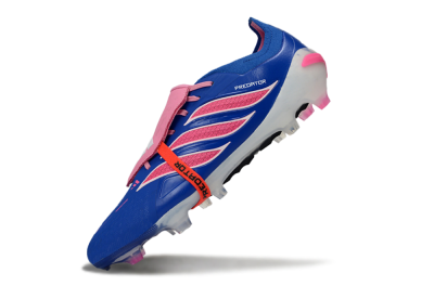 Men's Adidas Predator 26 Elite Fold-Over Tongue FG Firm Ground Low-Tops Football Boots - Blue/Neon Pink/White