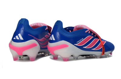 Men's Adidas Predator 26 Elite Fold-Over Tongue FG Firm Ground Low-Tops Football Boots - Blue/Neon Pink/White