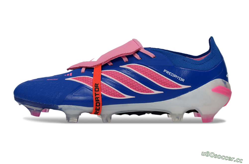 Men's Adidas Predator 26 Elite Fold-Over Tongue FG Firm Ground Low-Tops Football Boots - Blue/Neon Pink/White 0