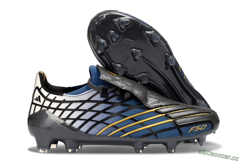 Unisex Adidas F50 Elite FG Firm Ground Low-Tops Football Boots - Blue/Golden Yellow/Black 2