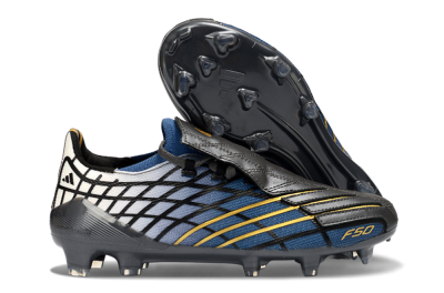Unisex Adidas F50 Elite FG Firm Ground Low-Tops Football Boots - Blue/Golden Yellow/Black