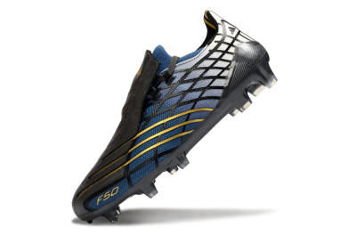 Unisex Adidas F50 Elite FG Firm Ground Low-Tops Football Boots - Blue/Golden Yellow/Black
