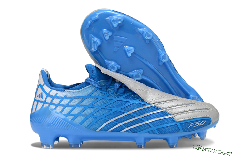 Unisex Adidas F50 Elite FG Firm Ground Low-Tops Football Boots - Blue/Sky Blue/Steel Gray 2
