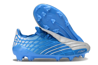 Unisex Adidas F50 Elite FG Firm Ground Low-Tops Football Boots - Blue/Sky Blue/Steel Gray