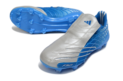 Unisex Adidas F50 Elite FG Firm Ground Low-Tops Football Boots - Blue/Sky Blue/Steel Gray