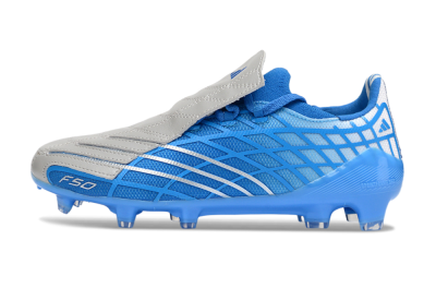 Unisex Adidas F50 Elite FG Firm Ground Low-Tops Football Boots - Blue/Sky Blue/Steel Gray