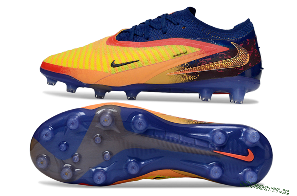 Men's Nike Phantom 6 Low Elite AG Artificial Grass Low-Tops Football Boots - Yellow/Navy Blue/Fiery Red 1