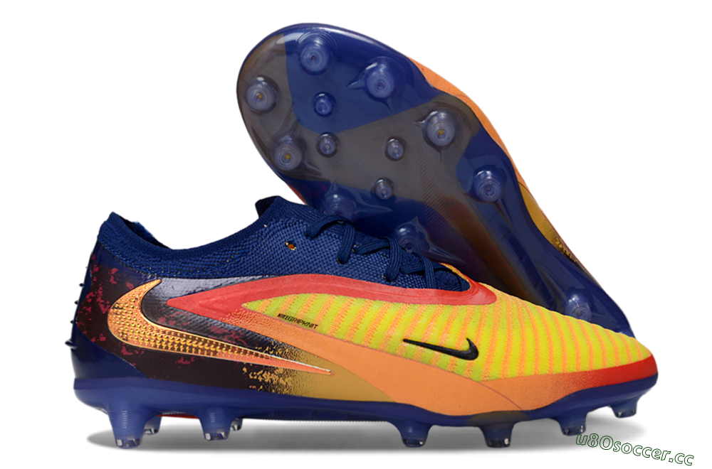 Men's Nike Phantom 6 Low Elite AG Artificial Grass Low-Tops Football Boots - Yellow/Navy Blue/Fiery Red 2