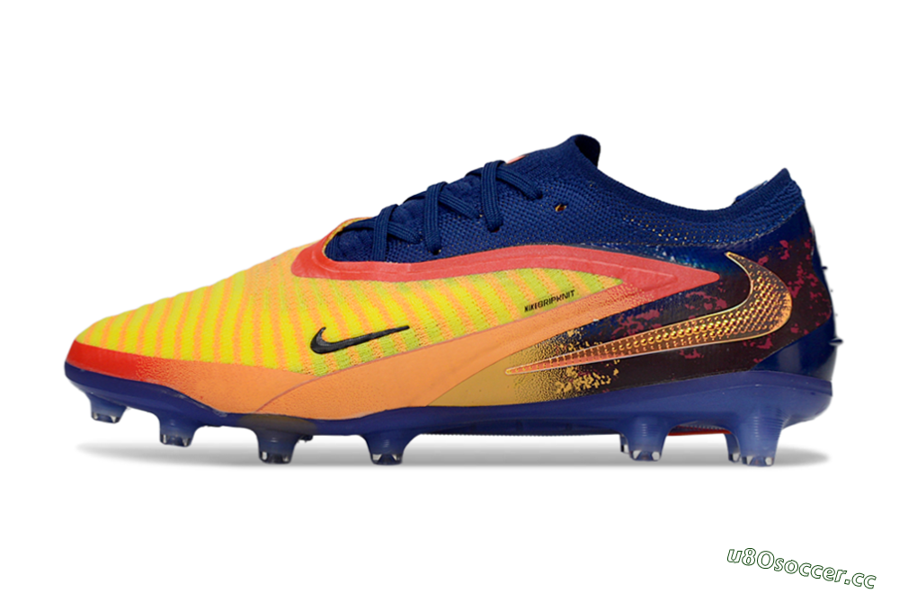 Men's Nike Phantom 6 Low Elite AG Artificial Grass Low-Tops Football Boots - Yellow/Navy Blue/Fiery Red 0