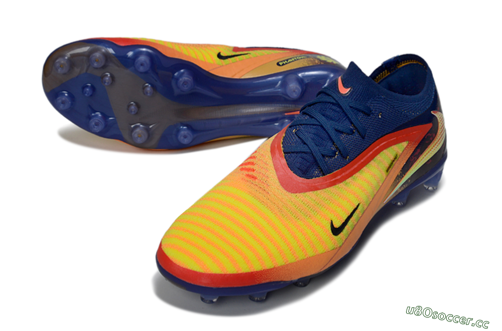 Men's Nike Phantom 6 Low Elite AG Artificial Grass Low-Tops Football Boots - Yellow/Navy Blue/Fiery Red 3