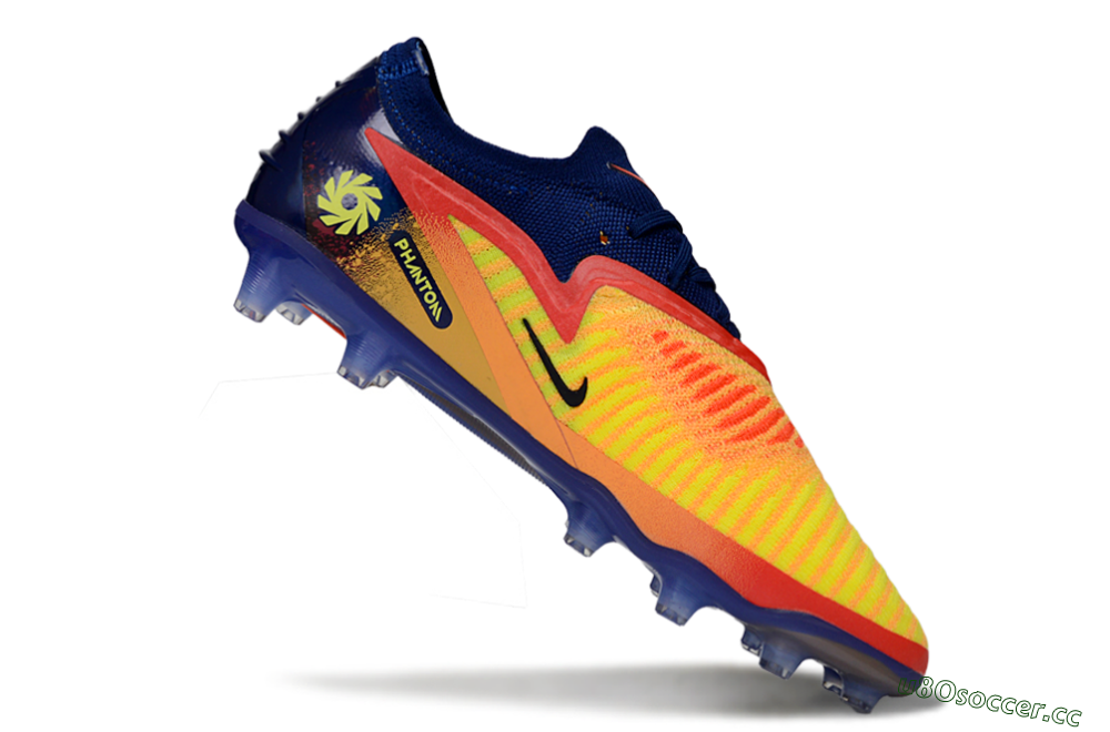 Men's Nike Phantom 6 Low Elite AG Artificial Grass Low-Tops Football Boots - Yellow/Navy Blue/Fiery Red 4