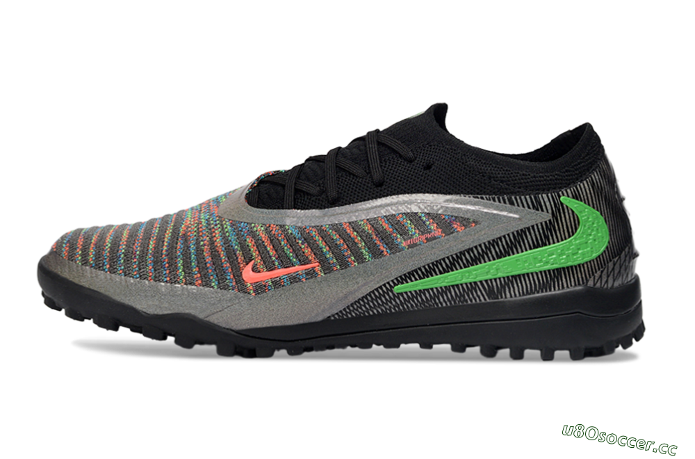 Unisex Nike Phantom 6 Low Elite TF Artificial Turf Low-Tops Football Shoes - Black/Vibrant Green/Coral Red 0