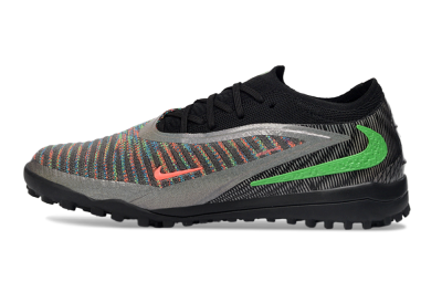 Unisex Nike Phantom 6 Low Elite TF Artificial Turf Low-Tops Football Shoes - Black/Vibrant Green/Coral Red