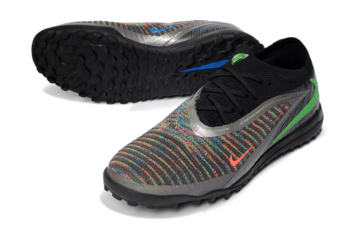 Unisex Nike Phantom 6 Low Elite TF Artificial Turf Low-Tops Football Shoes - Black/Vibrant Green/Coral Red