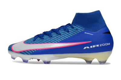 Men's Nike Air Zoom Mercurial Superfly 10 Elite FG Firm Ground High-Tops Football Boots - Blue/Electric Blue/Neon Pink