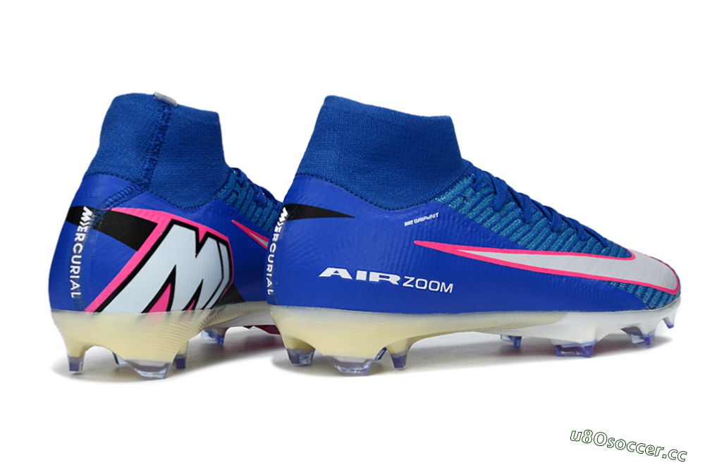 Men's Nike Air Zoom Mercurial Superfly 10 Elite FG Firm Ground High-Tops Football Boots - Blue/Electric Blue/Neon Pink 6