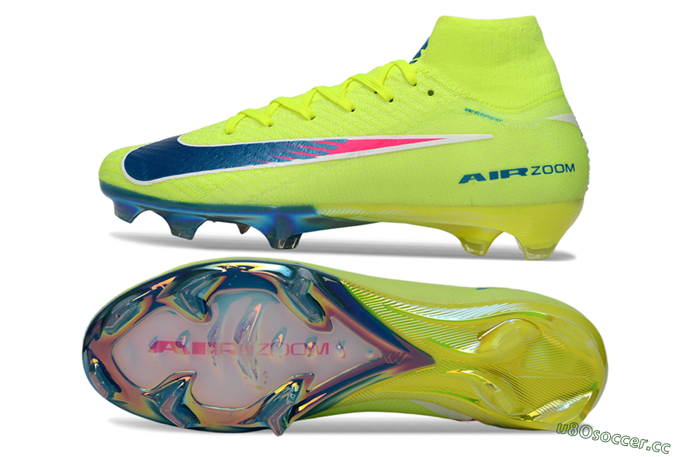 Unisex Nike Air Zoom Mercurial Superfly 10 Elite FG Firm Ground High-Tops Football Boots - Green/Luminous Green/Blue Shift 1